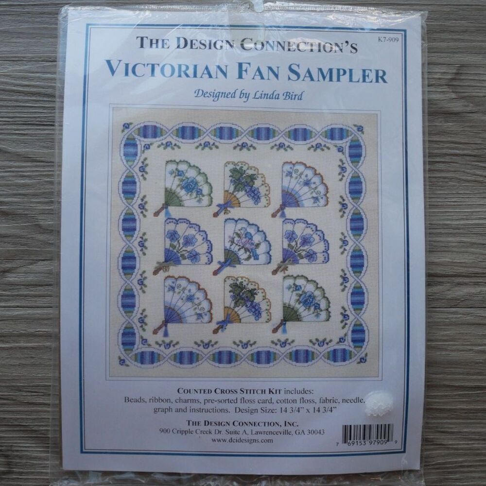 Victorian Fan Sampler Counted Cross Stitch Kit Linda Bird K7-909